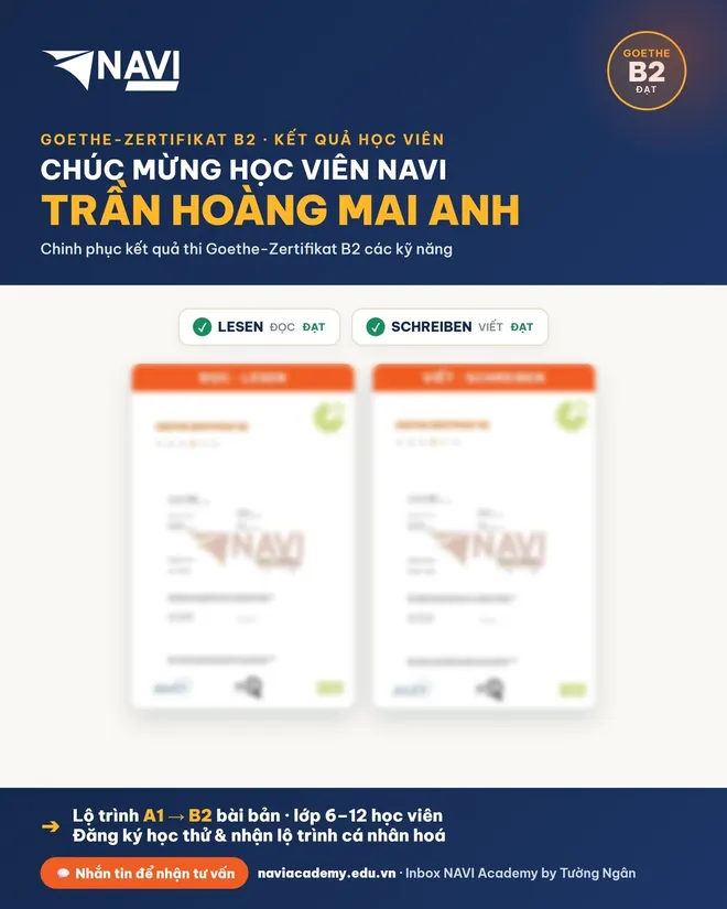 Học viên NAVI đạt chứng chỉ Goethe B2
